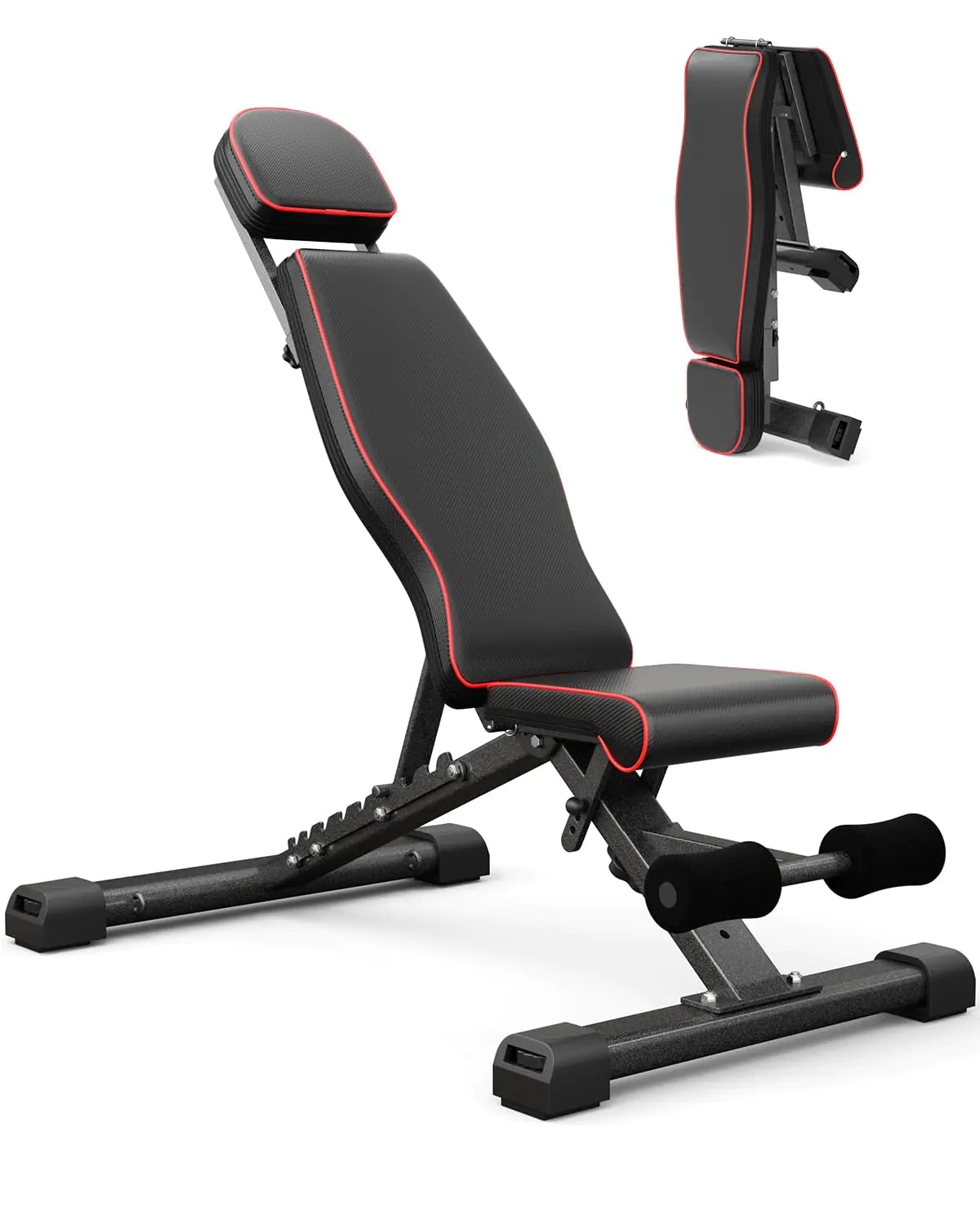 Adjustable Weight Bench for Bench Press 880LBS Stable Workout Bench with Bench Press Rod/Extended Head Foldable 90 Degree Weight Benches for Home Gym Incline/Decline Bench Exercise Bench